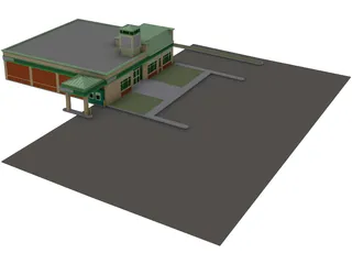 TD Bank Building with Drive Thru 3D Model