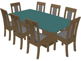 Dining Table and Chairs 3D Model