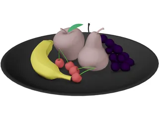 Fruits On Plate 3D Model