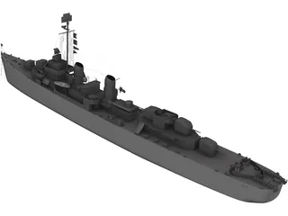 USS Kidd Destroyer 3D Model