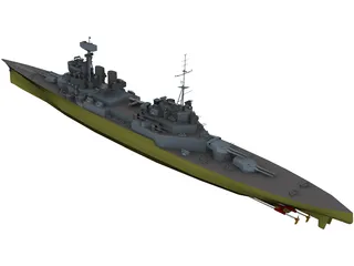 Hood Battlecruiser Refit 3D Model