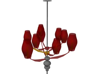 Modern Asian Chandelier 3D Model