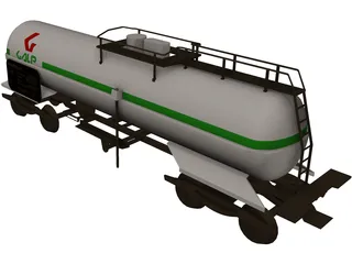 Oil Tank Train Car 3D Model