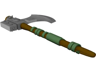 Medieval Battle Axe Handle 3D Model