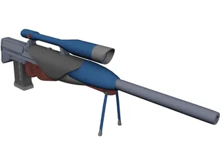 Sniper Rifle Shooting with Bullets 3D Model