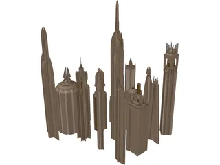 Futuristic Skyscraper Collection 3D Model