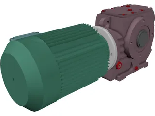 Worm Gear Motor Large 3D Model