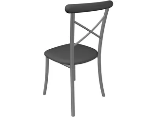 Metal Kitchen Chair with Padded Back 3D Model