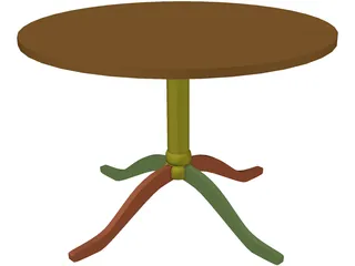 Wooden Round End Table 3D Model