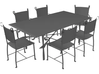 Table with Chairs 3D Model