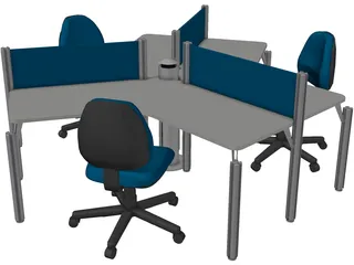 Office Table Set 3D Model