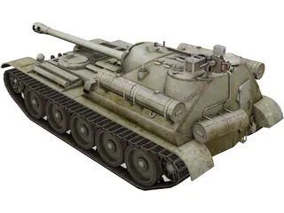 SU-101 UralMash Russian WW2 Tank 3D Model