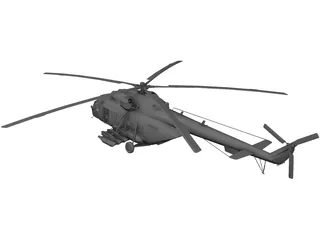 MI-8 Hip Transport Helicopter with Rocket Pods 3D Model