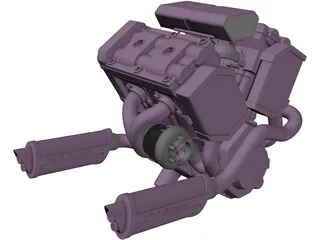 V4 Twin Turbo Engine 3D Model