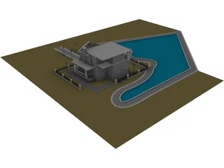 Villa with Lake View 3D Model