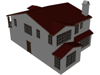 Spanish Style House 2 Story 3D Model