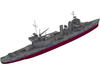 USS Vincennes Military Cruiser 3D Model