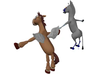 Animated Cartoon Horse 3D Model