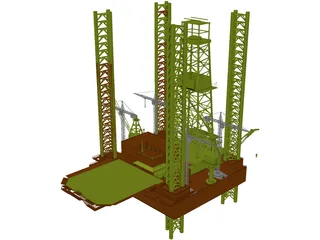 Oil Rig Offshore 3D Model