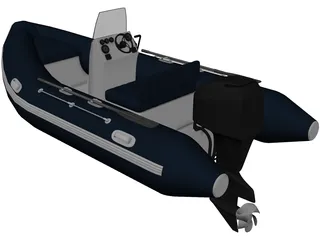 Inflatable Boat with Outboard Motor 3D Model