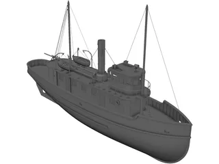 Ferry Ship (1900) 3D Model