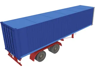 Renault Magnum Container Trailer 3D Model