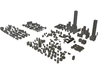 City Buildings Set 3D Model