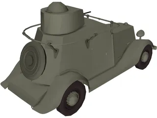 BA-20 Russian Armoured Car 3D Model