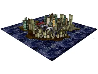 City Part at Midnight 3D Model