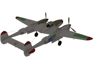 Lockheed P-38 J/L Lightning 3D Model