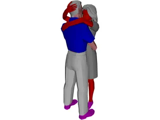 Adults Hugging 3D Model