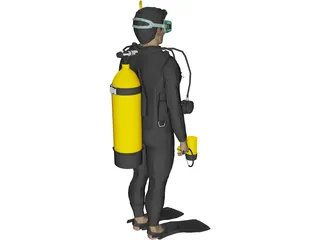 Scuba Diver Male 3D Model