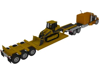 Lowboy Semi Truck 3D Model