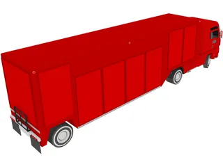 Euro Semi Truck with Trailer 3D Model