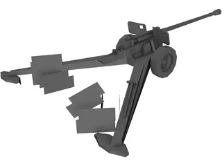 M-46 Anti-Tank Gun 3D Model