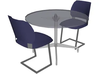 Table with Chairs 3D Model