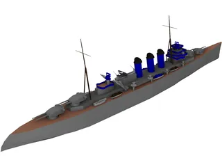 County Class Heavy Cruiser 3D Model