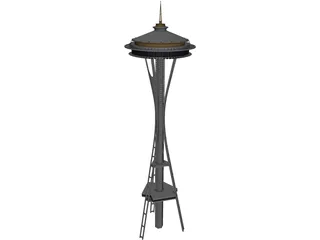 Seattle Space Needle Tower 3D Model