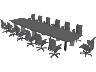 Table with Chairs 3D Model