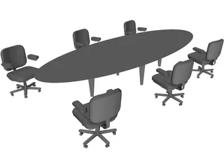 Table with Chairs 3D Model