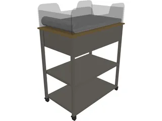 Hospital Cart Bassinet 3D Model