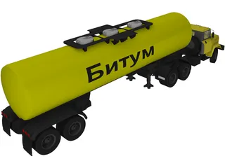 KrAZ 63221 with AB-22 Tanker Trailer 3D Model