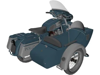 Moto Guzz with Sidecar 3D Model