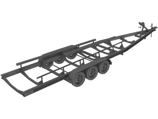 Car Boat Trailer 3D Model