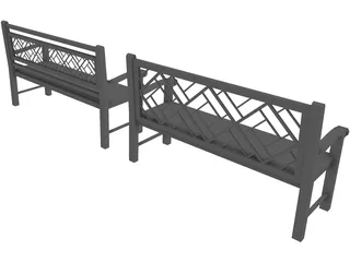 Wood Benches 3D Model