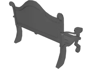 Wooden Park Bench 3D Model