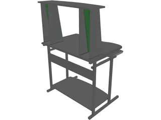 Desk with CD Rack 3D Model