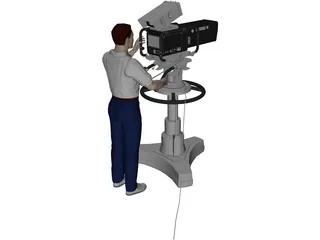 TV Camera with Operator 3D Model