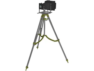 Old Fashion Camera On Tripod 3D Model