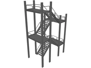 Two-level Stairs 3D Model